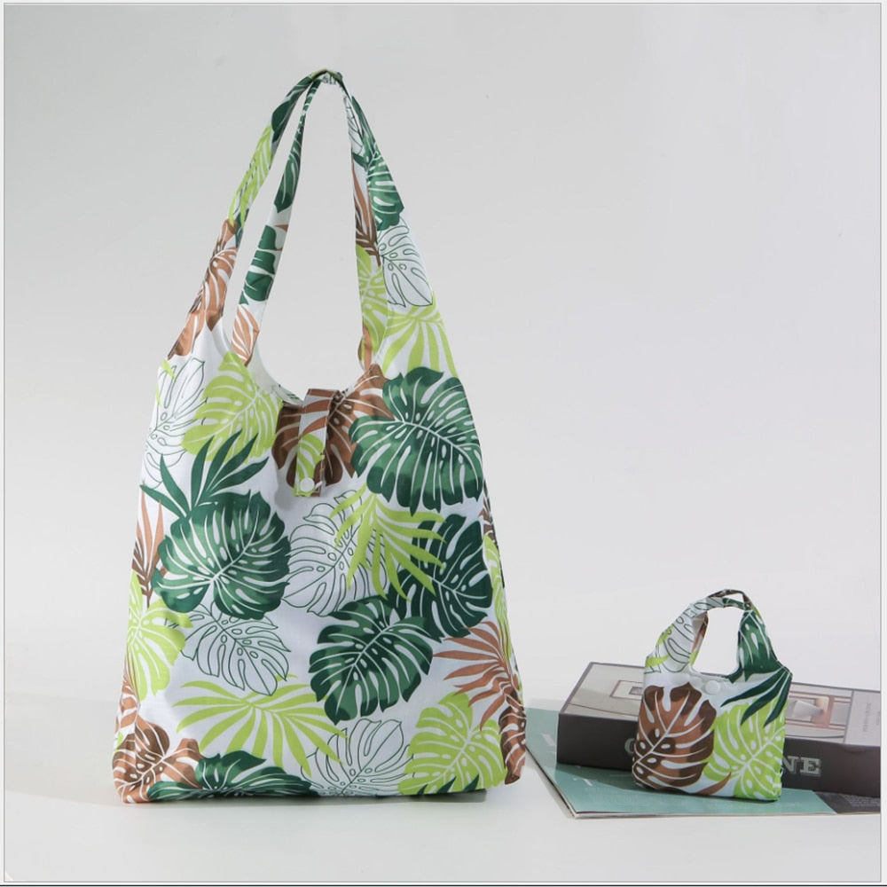 Large Eco-Friendly Shopping bag foldable polyester bag environmmental grocery bags folding Pocket Tote Portable Shoulder Handbag