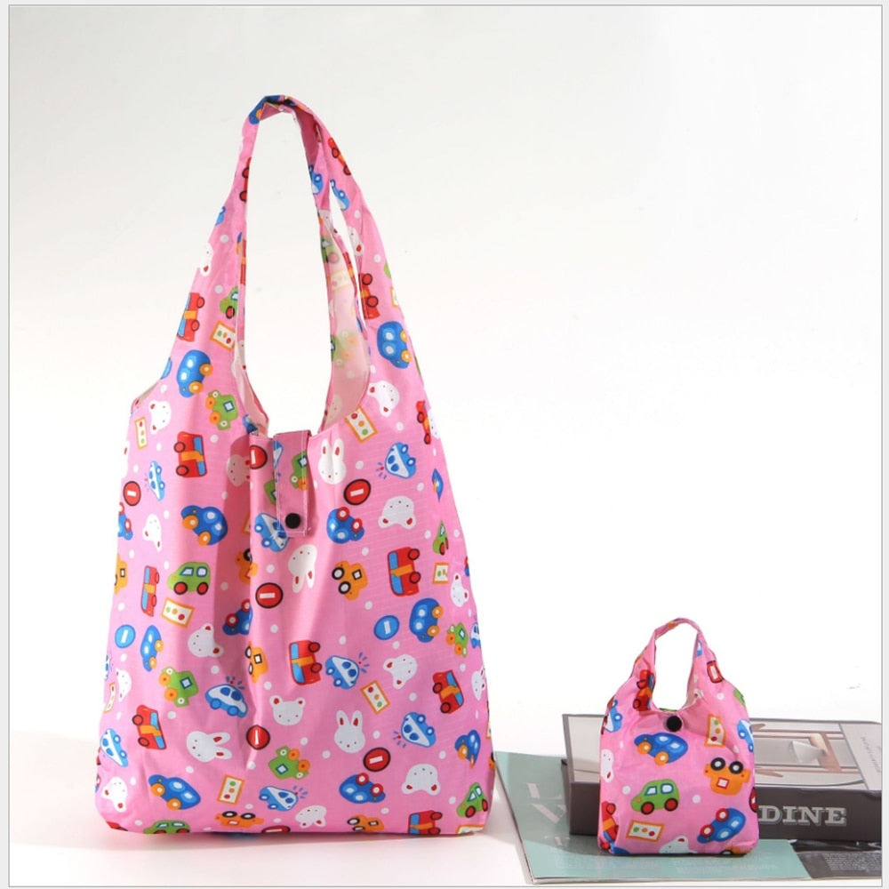 Large Eco-Friendly Shopping bag foldable polyester bag environmmental grocery bags folding Pocket Tote Portable Shoulder Handbag