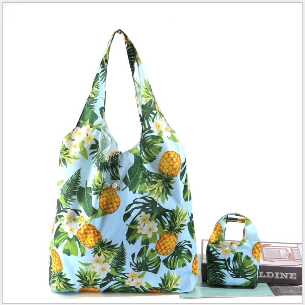 Large Eco-Friendly Shopping bag foldable polyester bag environmmental grocery bags folding Pocket Tote Portable Shoulder Handbag