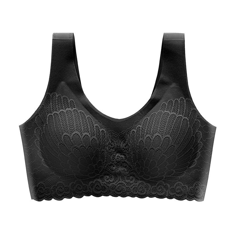 Thin Push Up Vest Bra Women Seamless Underwear Solid Lace Soft Comfortable Sleep Top With Chest Padded Bras For Women M L XL XXL