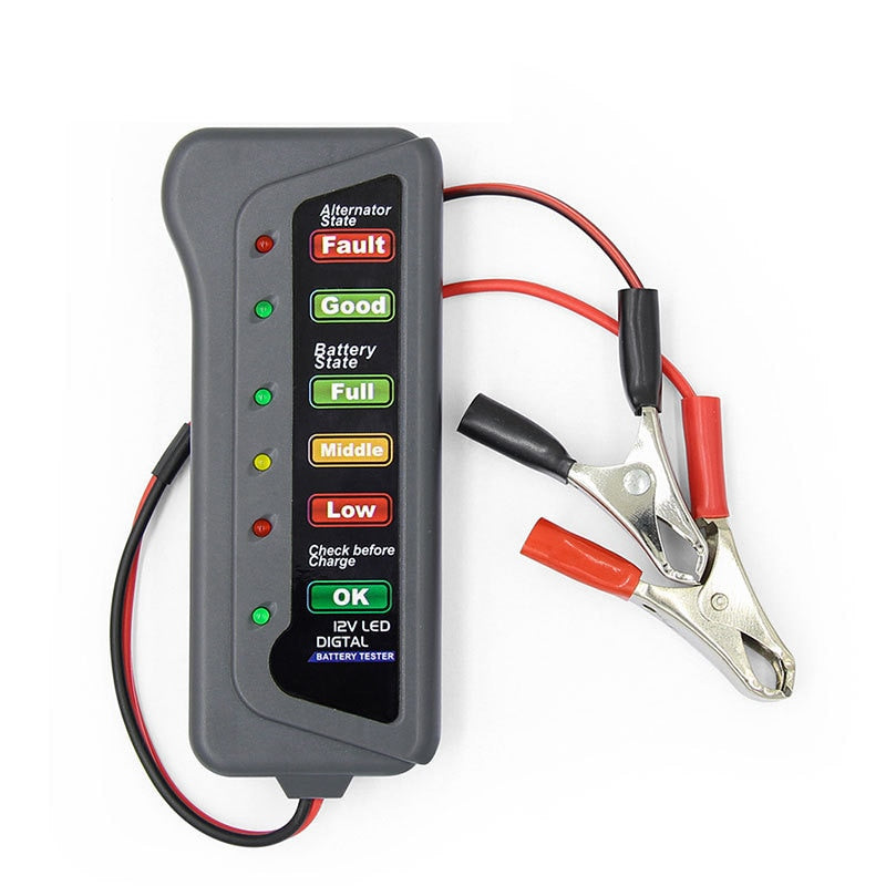 12V Universal Car Motorcycle Tester Fault Detector Battery Tester Digital Alternator Tester Car Diagnostic Tool Auto Repair