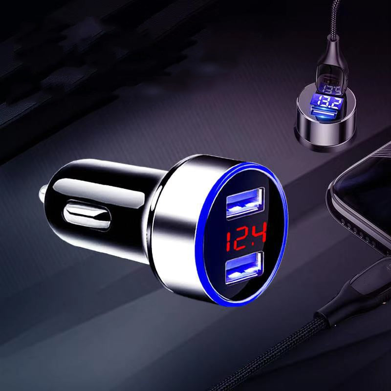 Car Charger Dual USB QC 3.0 Adapter Cigarette Lighter LED Voltmeter For All Types Mobile Phone Charger Smart Dual USB Charging