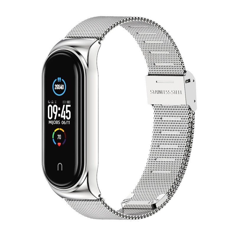 Watchbands mi band 5 Suitable for Xiaomi bracelet 3/4/5/6 strap 04 line 304 stainless steel metal wristband