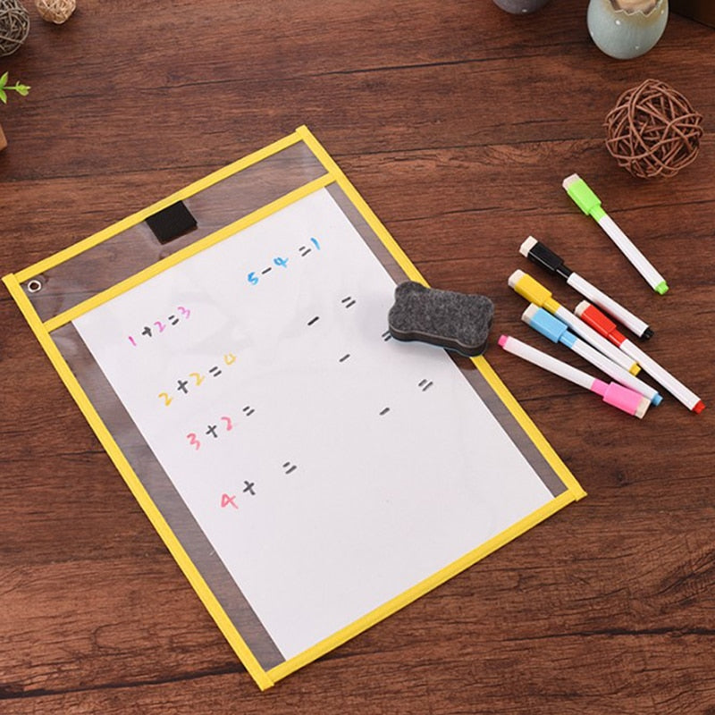 12pcs/Set Children's Erasable Drawing Board Transparent Writing Dry Wipe Bag Drawing Toy For Kids Children Adult