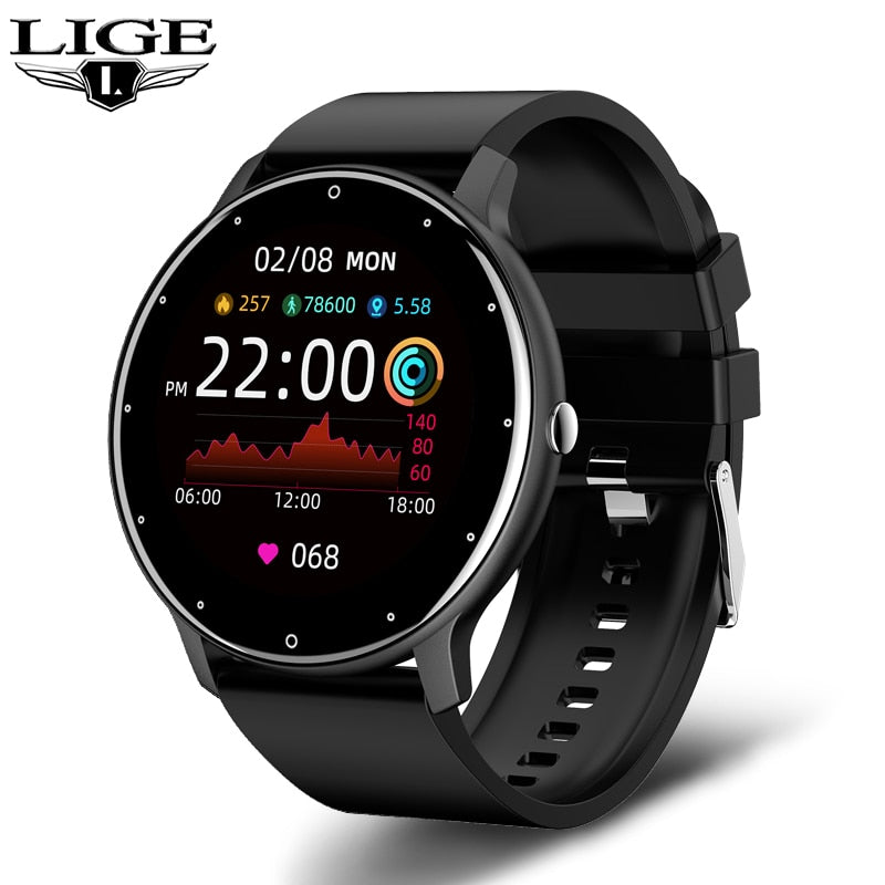 LIGE 2022 New Men Smart Watch Real-time Activity Tracker Heart Rate Monitor Sports Women Smart Watch Men Clock For Android IOS