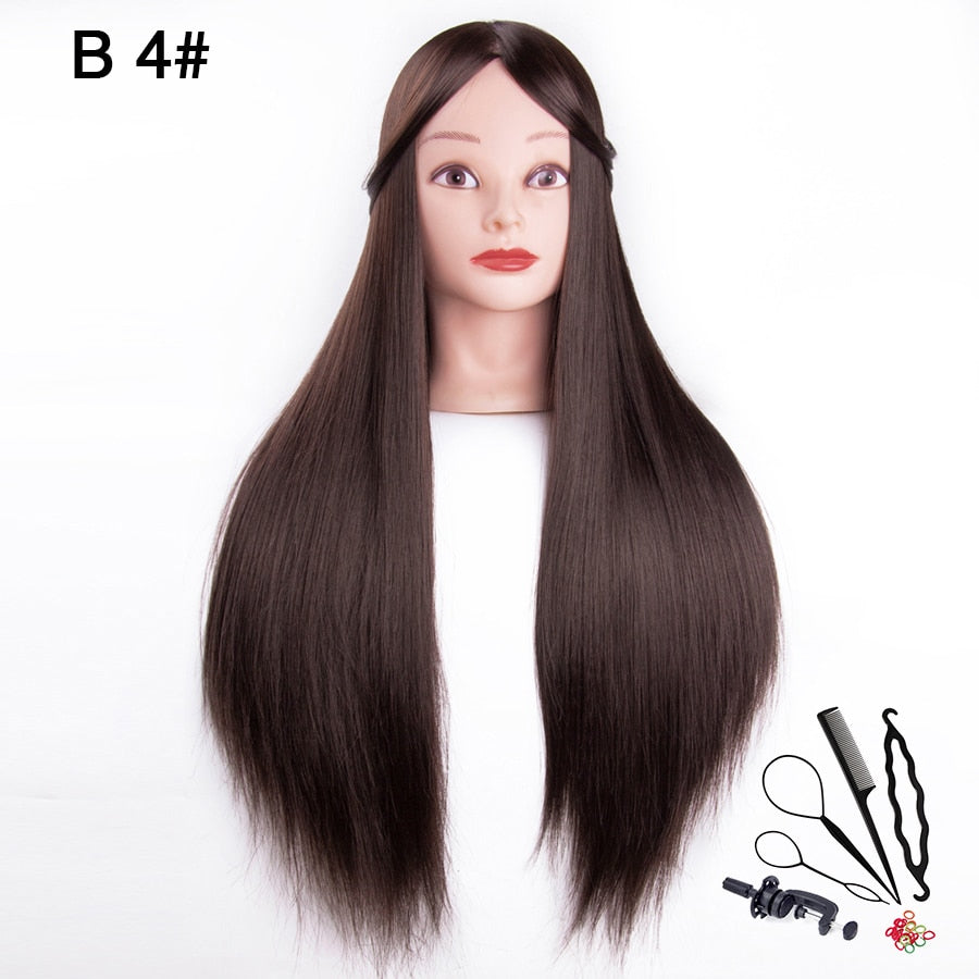 synthetic Best Quality Hair Mannequins Salon Hairdressing Hair Styling Training Head Hair Practice And Holder Hairstyle Practice