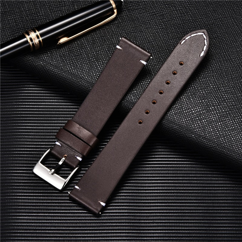 Quick Release Leather Watchbands 18mm 20mm 22m 24mm Casual Belt Smart Watch Strap Soft Matte Bracelet Wrist Watch Band