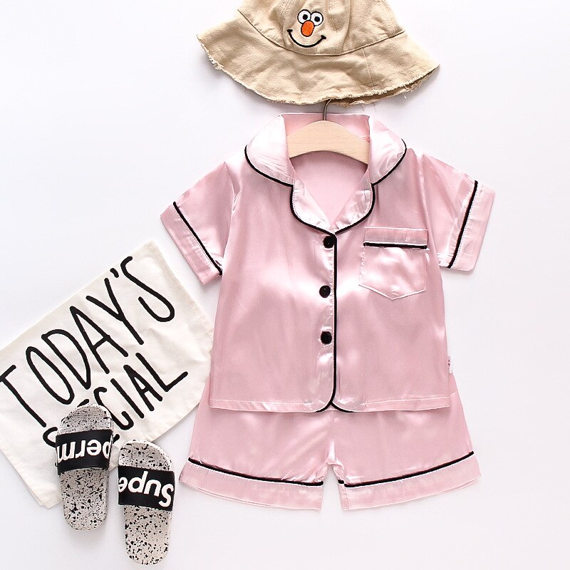 Summer Children's Pajamas Set Baby Boy Girl Clothes Casual Short Sleeve Sleepwear Set Kids Tops+Pants Clothing Sets