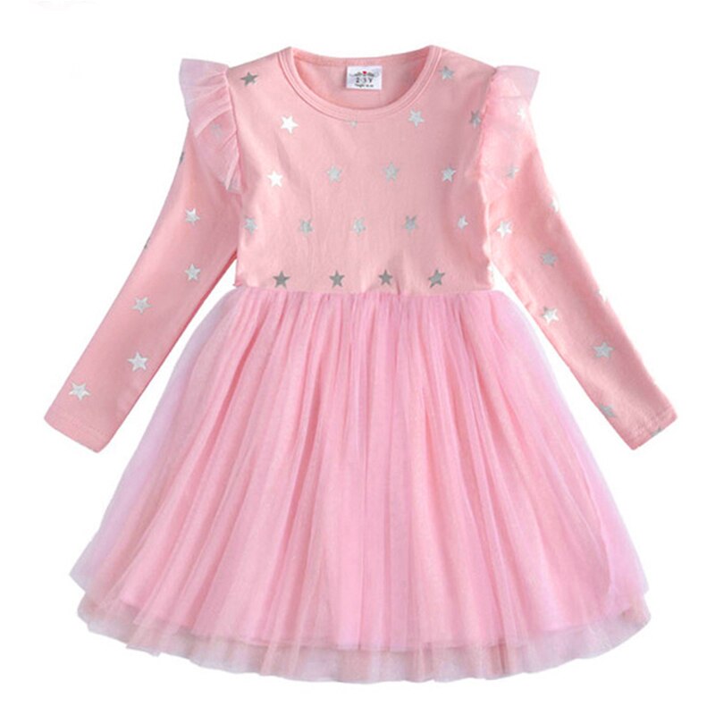 VIKITA Kids Princess Dress Children Heart Design Dress Toddlers Birthday Party Sequins Vestidos Girls Christmas New Year Clothes