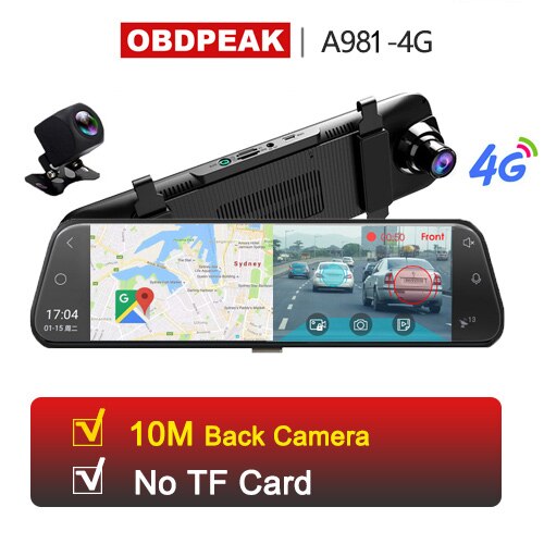 OBDPEAK A980 ADAS 4G Android8.1 Car DVRS Rearview mirror Dash camera wifi FM Bluetooth GPS 2GB 1080P Registrator Auto DashCam