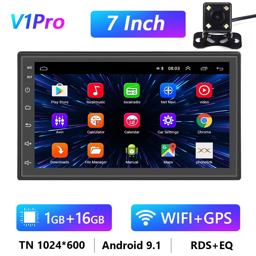 Podofo 8G 128G Car Radio GPS 2 din Android 10.0 Auto Carplay Universal 7" For Volkswagen Nissan Hyundai Toyota Multimedia Player