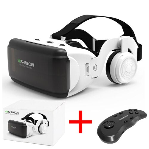 New VR Shinecon G06E 3D Glasses Mobile Phone Video Movie for 4.7-6.53" Helmet Cardboard Virtual Reality Smartphone with Gamepad