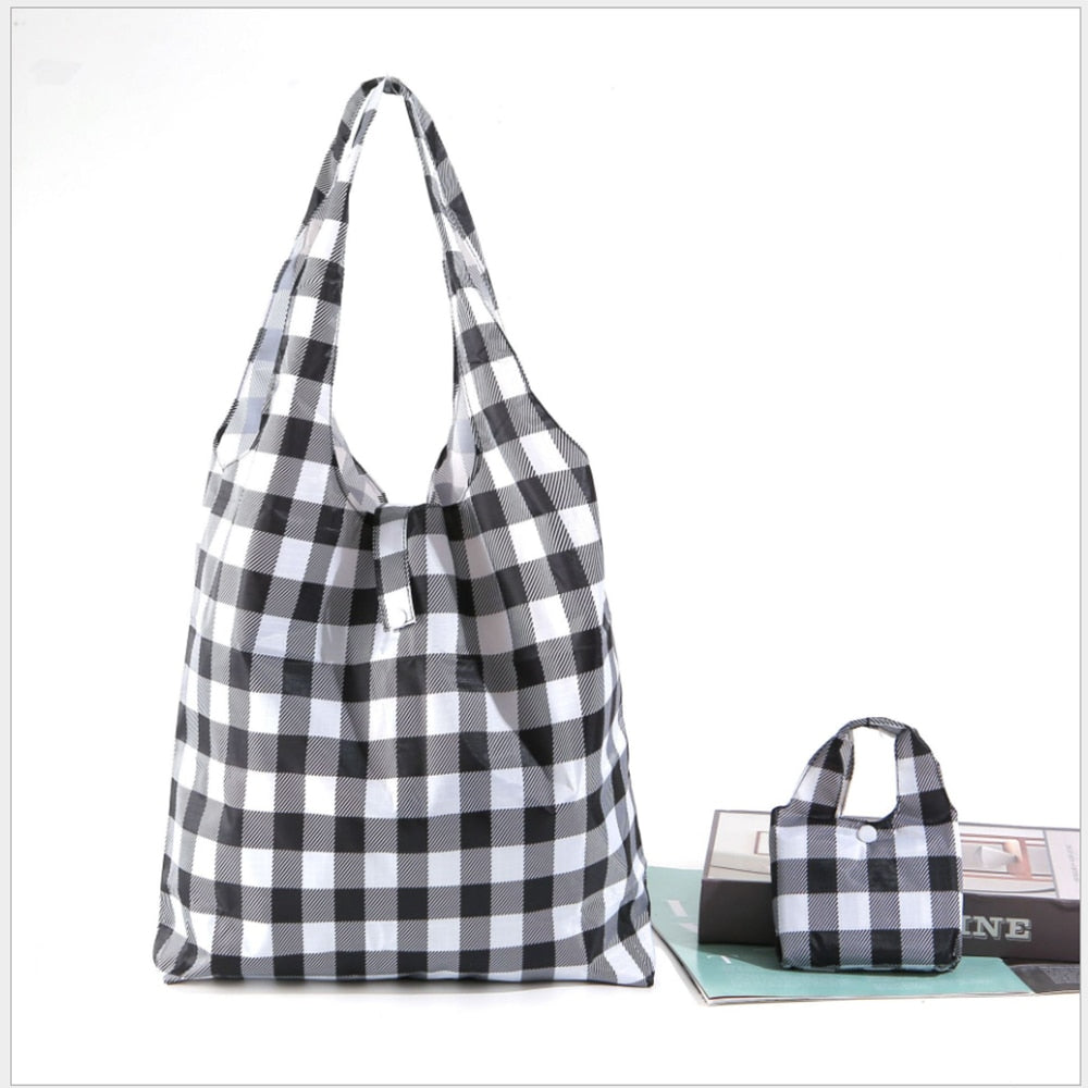 Large Eco-Friendly Shopping bag foldable polyester bag environmmental grocery bags folding Pocket Tote Portable Shoulder Handbag