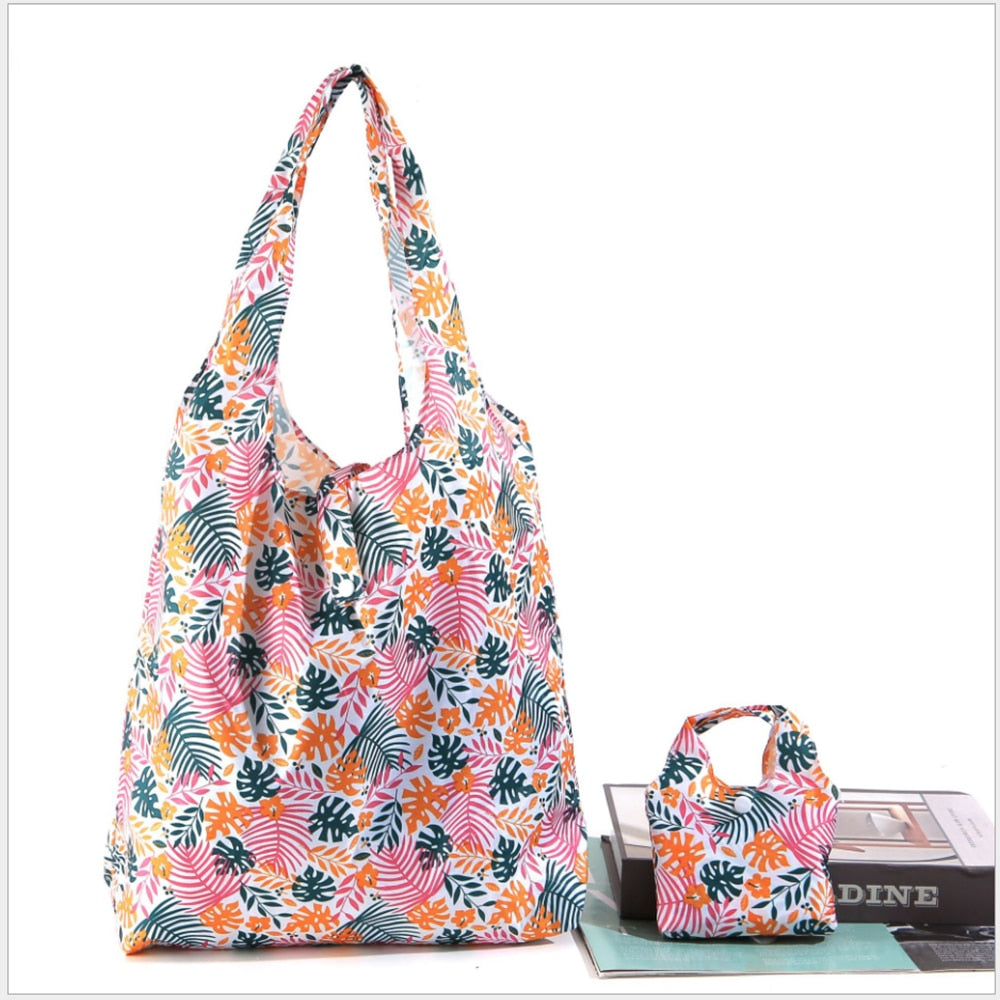 Large Eco-Friendly Shopping bag foldable polyester bag environmmental grocery bags folding Pocket Tote Portable Shoulder Handbag