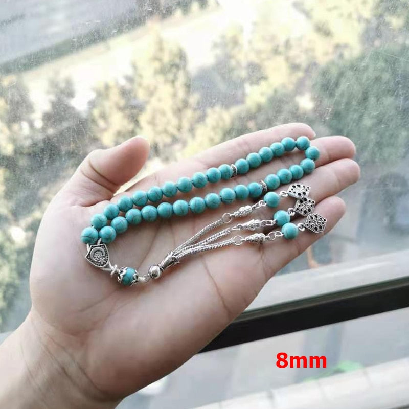 Tasbih Blue Turquois stone misbaha muslim bracelet arabic wholesale gifts accessoires on hand Hot selling Rosary beads