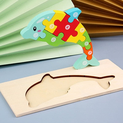 Baby Wooden 3D Puzzles For Kids Toddler Montessori Toys Dinosaur Animal Wood Jigsaw Puzzle Game Educational Toys For Children