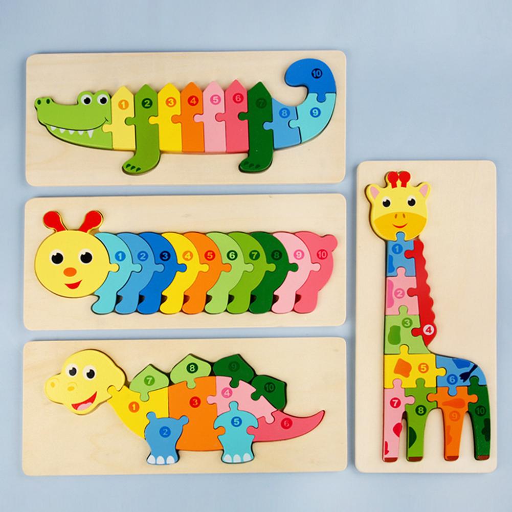 Baby Wooden 3D Puzzles For Kids Toddler Montessori Toys Dinosaur Animal Wood Jigsaw Puzzle Game Educational Toys For Children