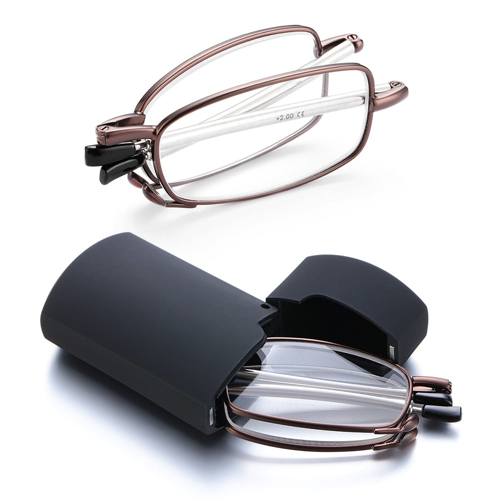 Hot Fashion MINI Design Reading Glasses Men Women Folding Small Glasses Frame Black Metal Glasses With Original Box Portable