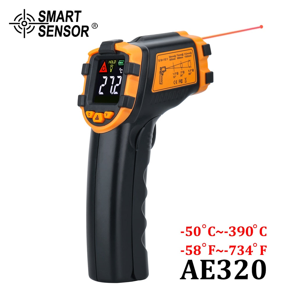 Digital Infrared Thermometer Laser Temperature Meter Non-contact Pyrometer Imager Hygrometer IR Termometro Color LCD Light Alarm