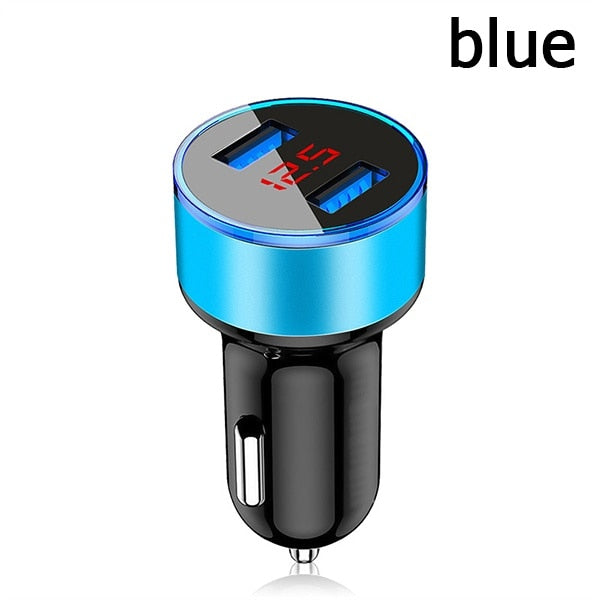 Car Charger Dual USB QC 3.0 Adapter Cigarette Lighter LED Voltmeter For All Types Mobile Phone Charger Smart Dual USB Charging