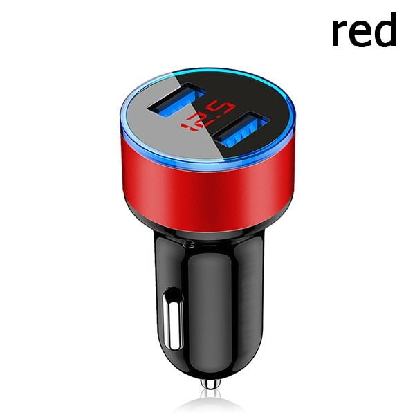 Car Charger Dual USB QC 3.0 Adapter Cigarette Lighter LED Voltmeter For All Types Mobile Phone Charger Smart Dual USB Charging