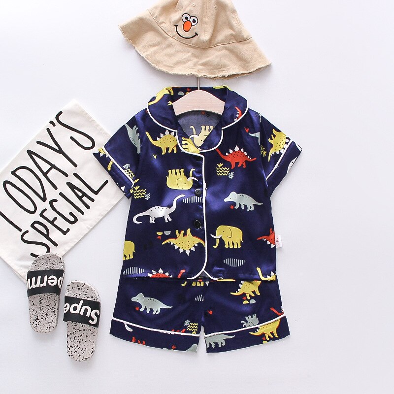 Summer Children's Pajamas Set Baby Boy Girl Clothes Casual Short Sleeve Sleepwear Set Kids Tops+Pants Clothing Sets