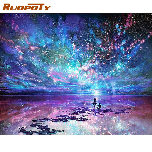 RUOPOTY 5D DIY Diamond Painting Space Aurora Full Square Drill Diamond Embroidery Scenery Rhinestone Picture Home Decor DIY Gift