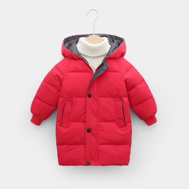 Children's Down Coat Winter Teenage Baby Boys Girls Cotton-padded Parka & Coats Thicken Warm Long Jackets Toddler Kids Outerwear