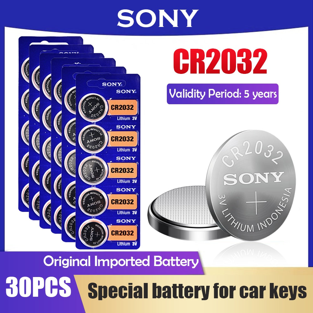 30PCS SONY CR2032 CR 2032 3V Lithium Battery DL2032 ECR2032 BR2032 Button Cell Batteries For Car Remote Control Watch Scale Toys