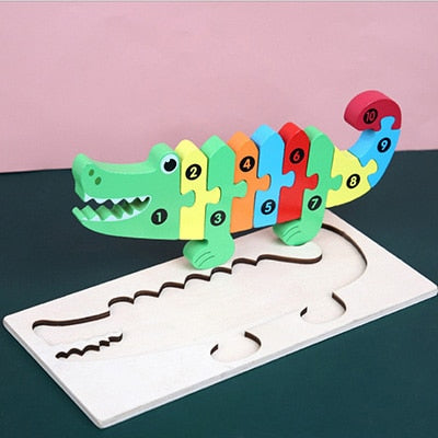 Baby Wooden 3D Puzzles For Kids Toddler Montessori Toys Dinosaur Animal Wood Jigsaw Puzzle Game Educational Toys For Children