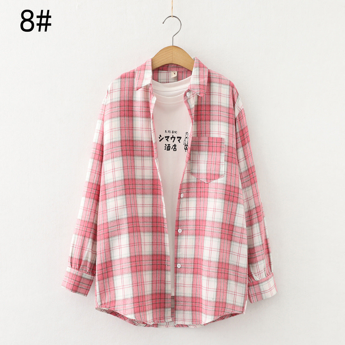 Autumn new ten-color plaid shirt women's long-sleeved loose shirt coat top fashion trend