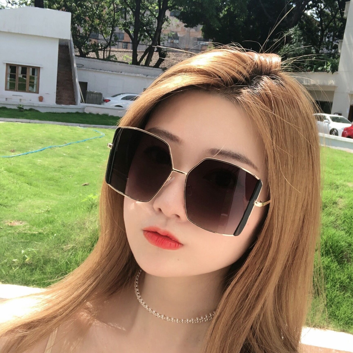 2021 Korean version of the new big box square tide net red ink mirror female big face shade driving driving street shooting sunglasses