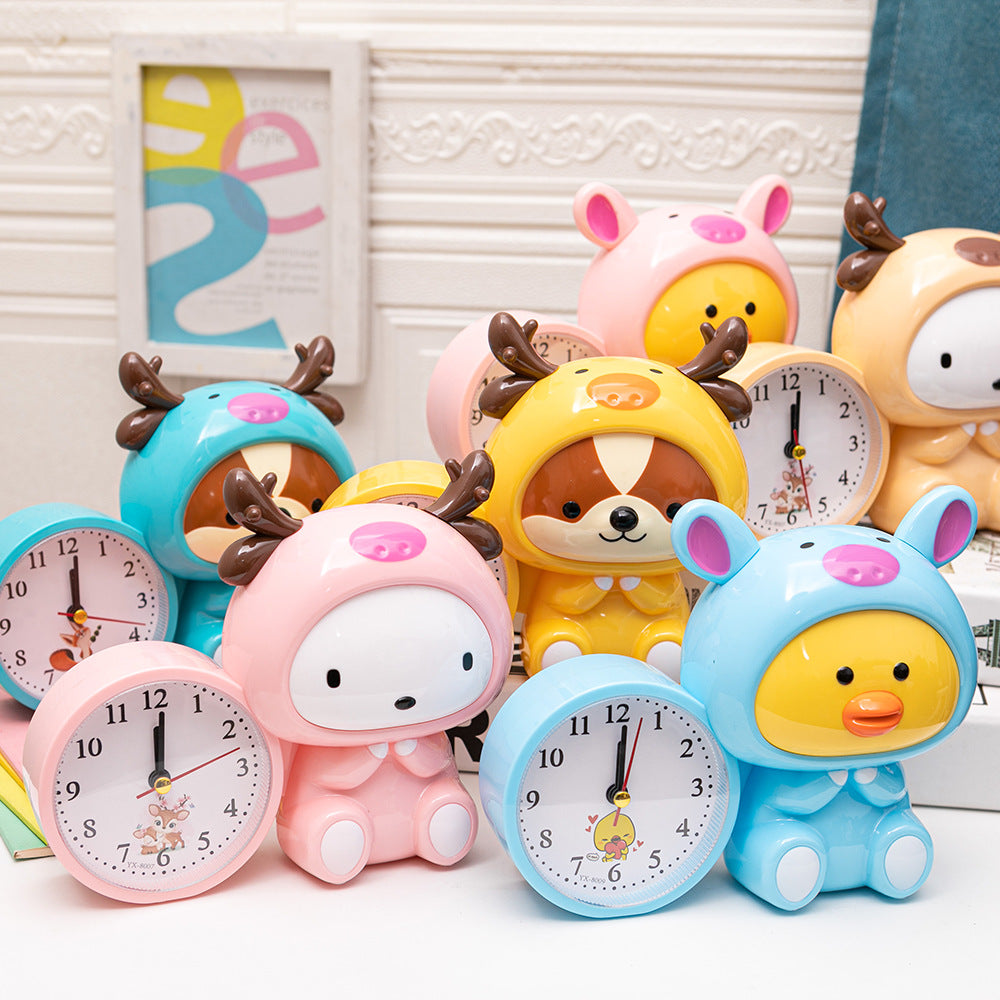 Creative cartoon cute cute cutefront squirrel squirrel duckling bear child alarm clock student bedroom bed