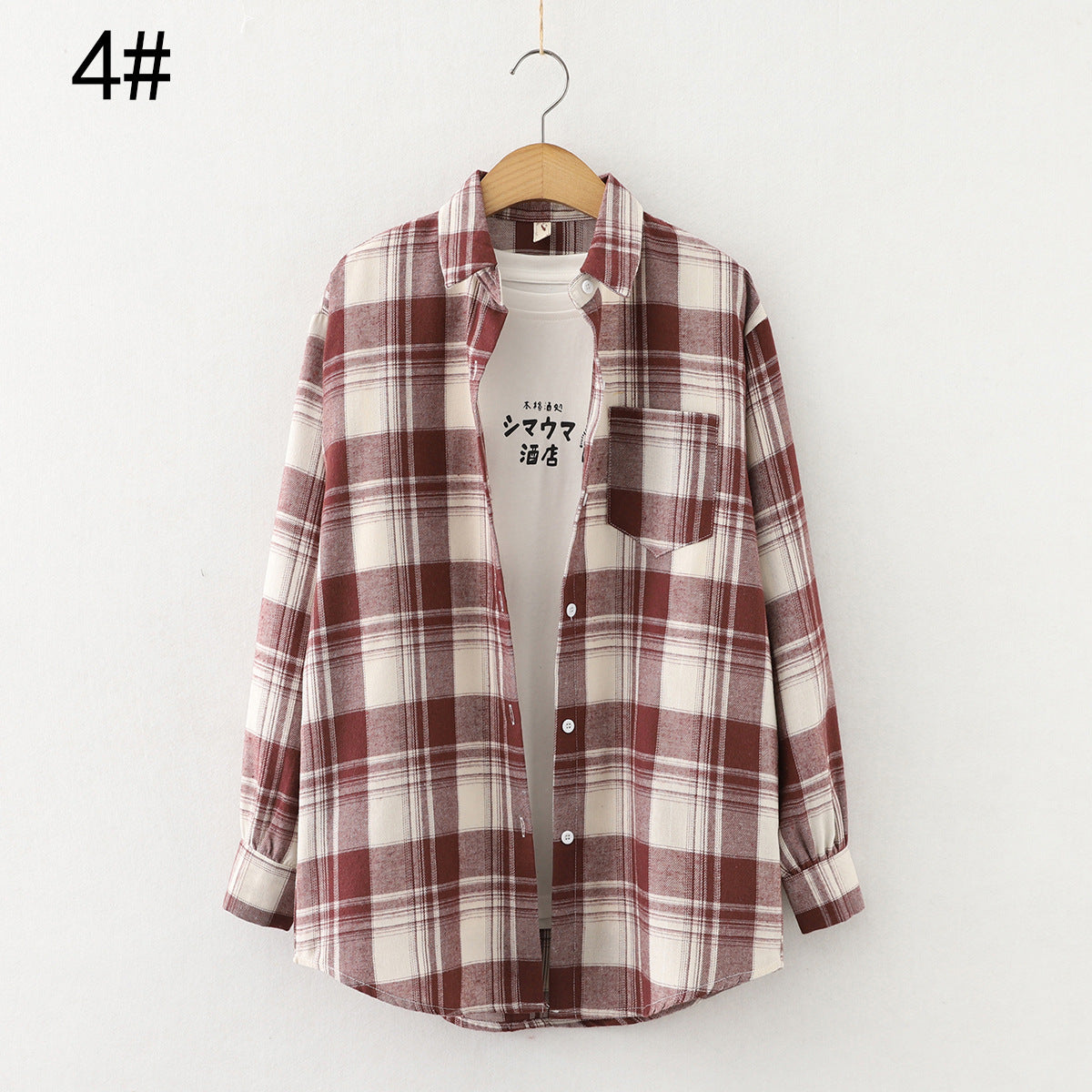 Autumn new ten-color plaid shirt women's long-sleeved loose shirt coat top fashion trend