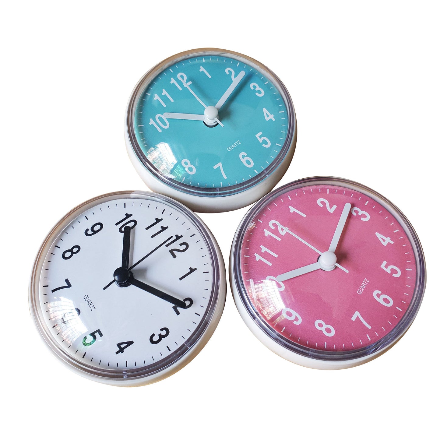 Mini suction cup wall clock bathroom anti-fog waterproof clock kitchen bathroom watch small stone horn clock 7cm