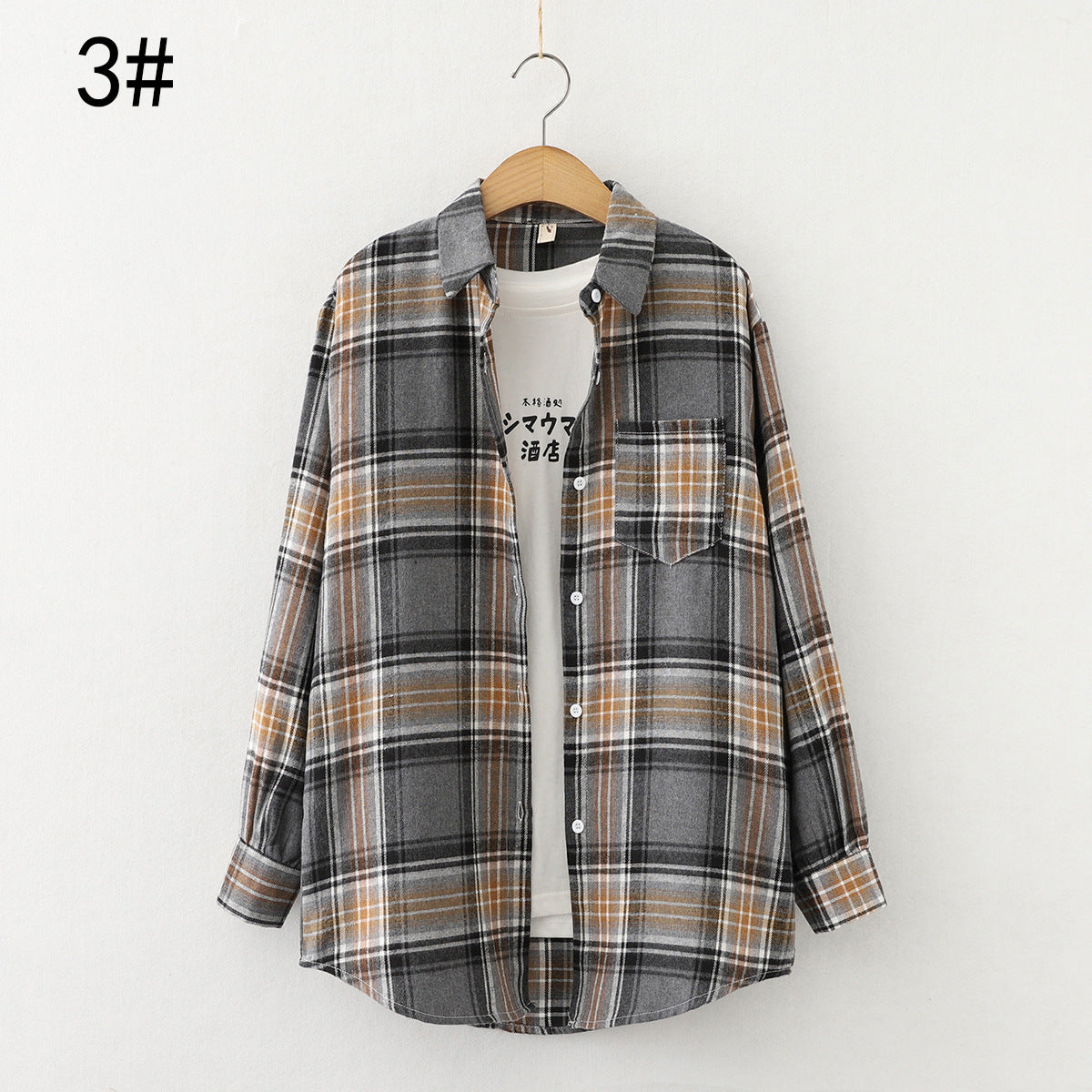 Autumn new ten-color plaid shirt women's long-sleeved loose shirt coat top fashion trend