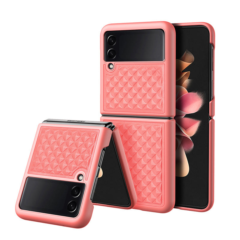 Suitable for Samsung Z Filp3 5G mobile phone shell folding screen mobile phone back shell leather lattice protective cover