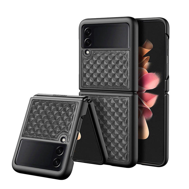 Suitable for Samsung Z Filp3 5G mobile phone shell folding screen mobile phone back shell leather lattice protective cover