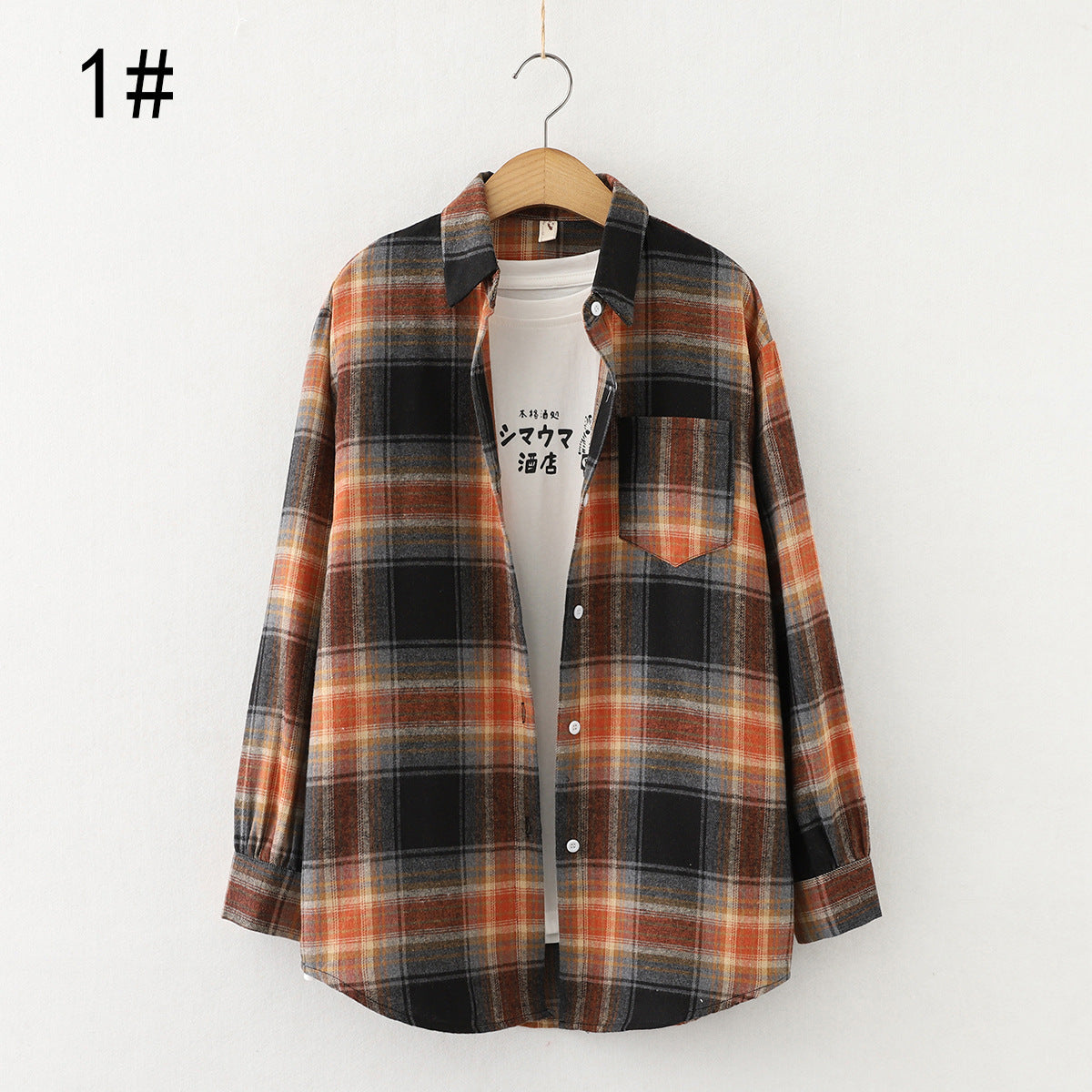 Autumn new ten-color plaid shirt women's long-sleeved loose shirt coat top fashion trend