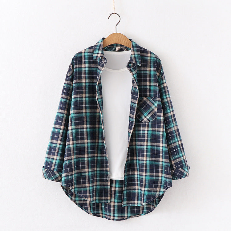 Autumn new ten-color plaid shirt women's long-sleeved loose shirt coat top fashion trend