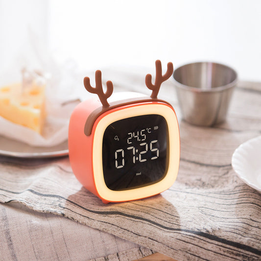 Cross-border new cute pet TV alarm clock creative student lazy dormitory digital clock USB charging student alarm clock