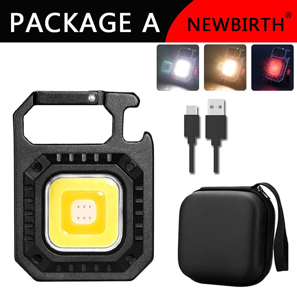 Multifunctional Mini Glare COB Keychain Light USB Charging Emergency Lamps Strong Magnetic Repair Work Outdoor Camping Light