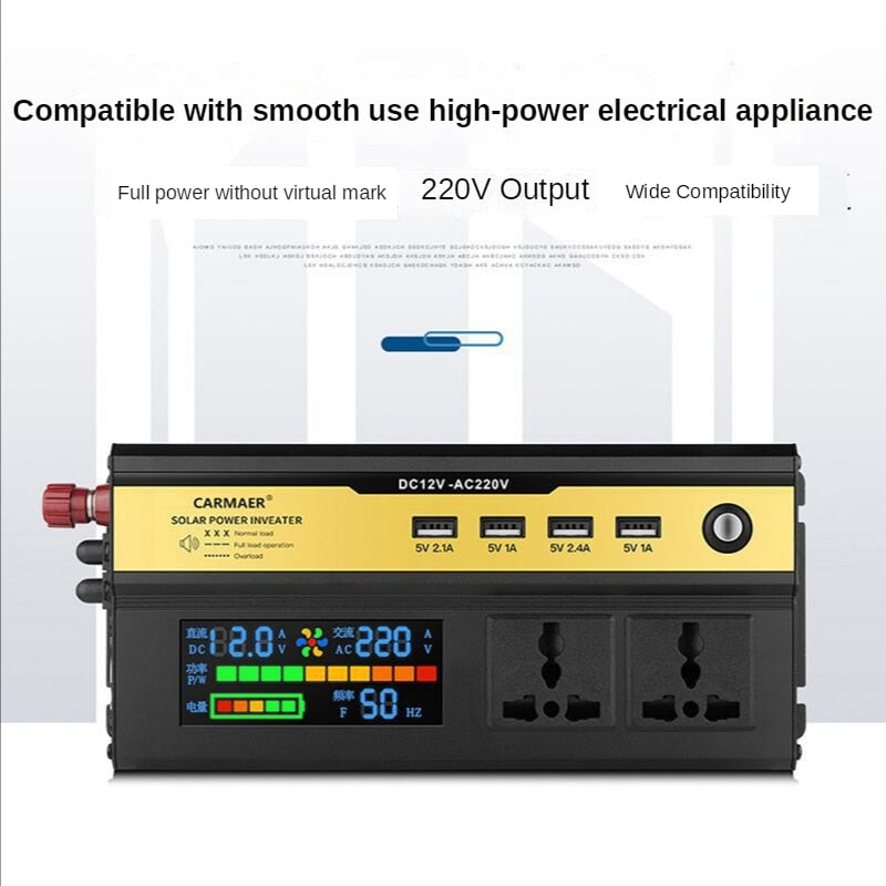 Correction Chord Wave on-board Inverter 1000W/2000W12VTo110V220V Battery Display Intelligent Display Modified Sine Wave Inverter