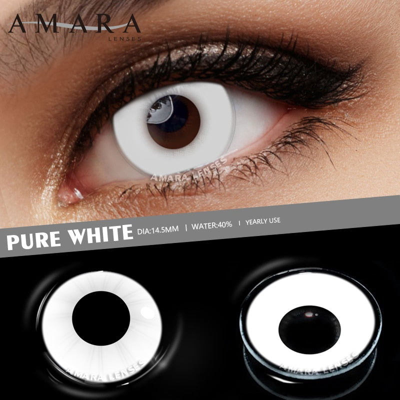 AMARA Cosplay Color Contact Lenses for Eyes Anime Eye Lenses 1Pair White Black Lenses Contact Lenses Cosmetic Color Lens Eyes