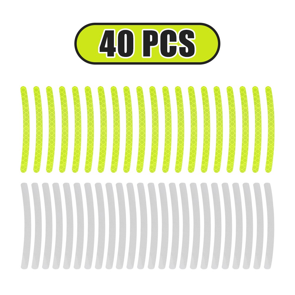 20/40/60Pcs Car Wheel Hub Sticker High Reflective Stripe Tape for Motorcycle Car Night Driving Safety Luminous Universal Sticker