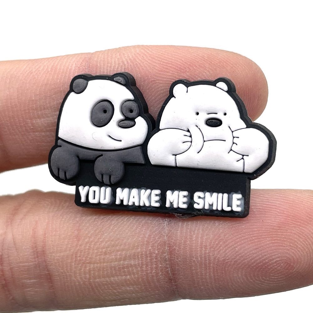 Hot 1pcs Jibz Cartoon brown bear/panda/white bear DIY Shoe Charms PVC Accessory Garden Croc clogs Shoe Buckle kids Gifts