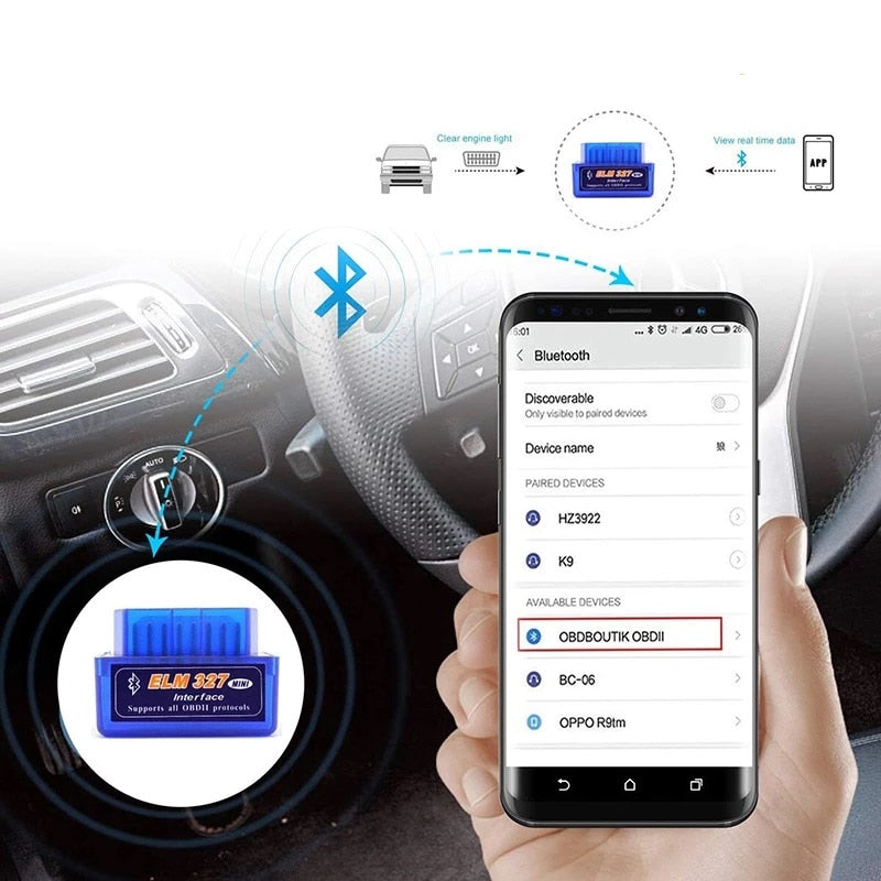 The new ELM327 is suitable for Mini V2.1 Bluetooth OBD dual-mode automatic judgment 5.1 Bluetooth car fault detection