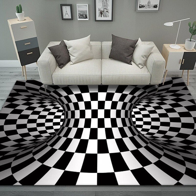 wangart 3D Vortex Illusion Carpet Entrance Door Floor Mat Abstract Geometric Optical Doormat Non-slip Floor Mat Living Room