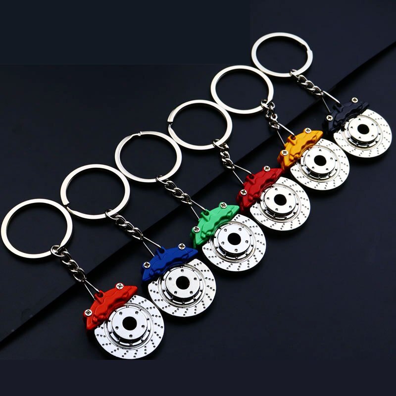 1Pcs Car brake caliper key chain can rotate metal key ring Creative modification Personality key is cool