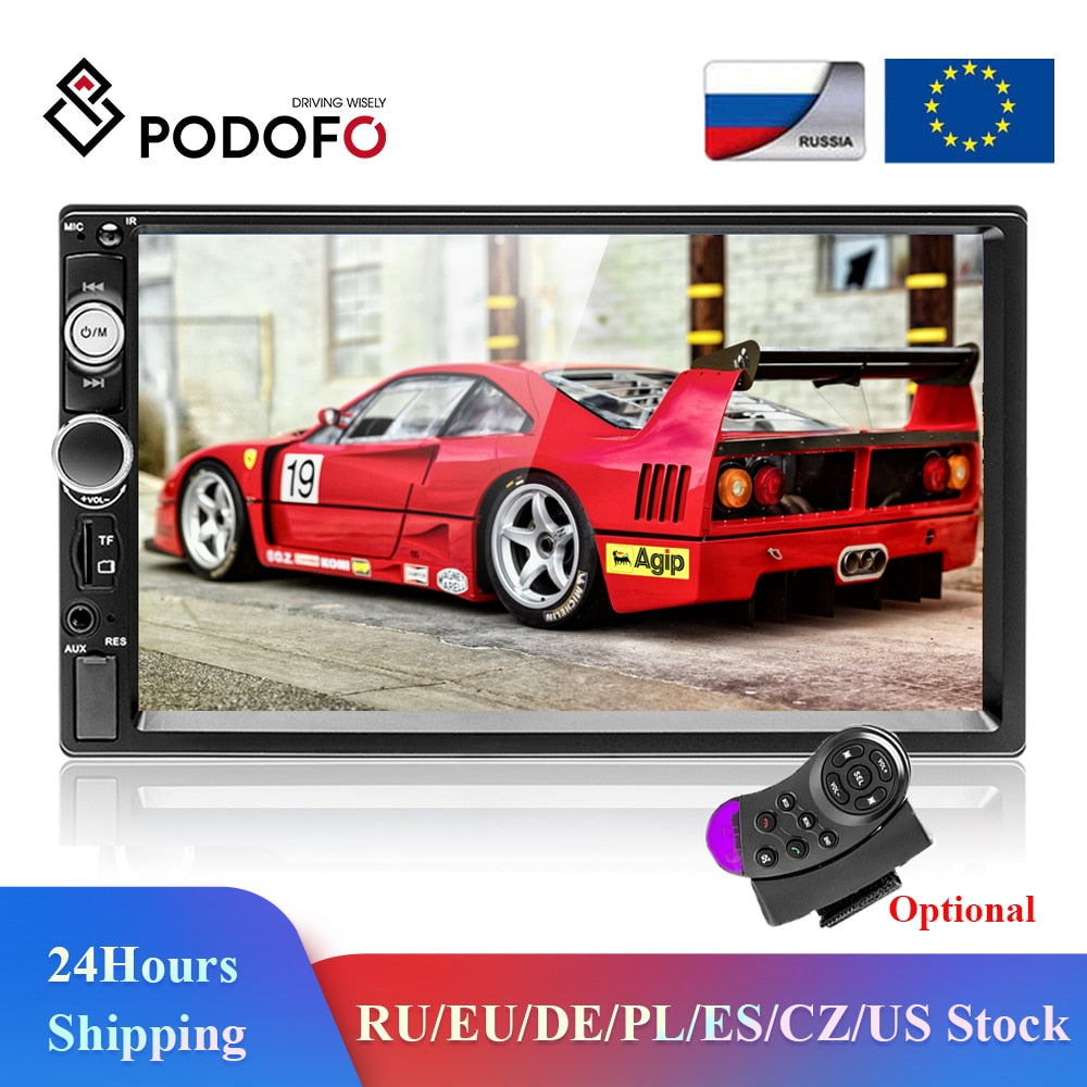 Podofo 2 din Car Radio 7" HD Autoradio Multimedia Player 2DIN Touch Screen Auto audio Car Stereo MP5 Bluetooth USB TF FM Camera